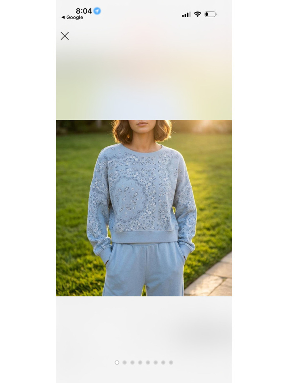 Aerie Light Blue Bandana Print Sweatshirt M